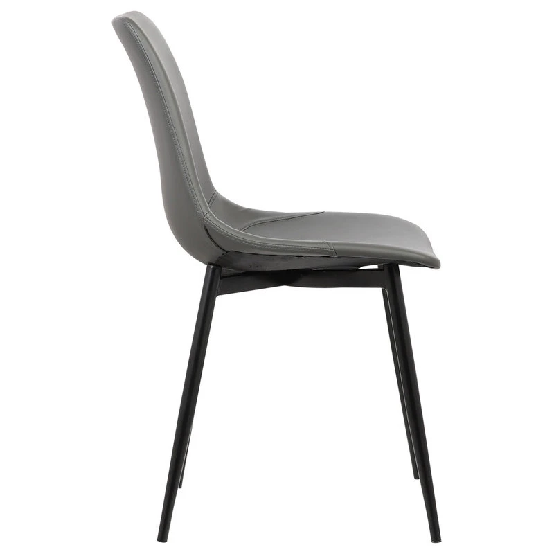 Armen Living Monte Contemporary Dining Chair With Black Powder Coated Metal Legs, Gray 6 Armen Living Monte Contemporary Dining Chair With Black Powder Coated Metal Legs, Gray - Image 4