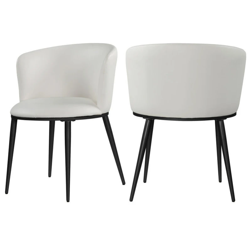 Meridian Furniture Skylar Dining Chair, Set Of 2, White Faux Leather, Matte Black Iron Legs 3 Meridian Furniture Skylar Dining Chair, Set Of 2, White Faux Leather, Matte Black Iron Legs