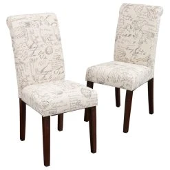 GDFStudio GDF Studio Script Printed Linen Dining Chairs, Set Of 2