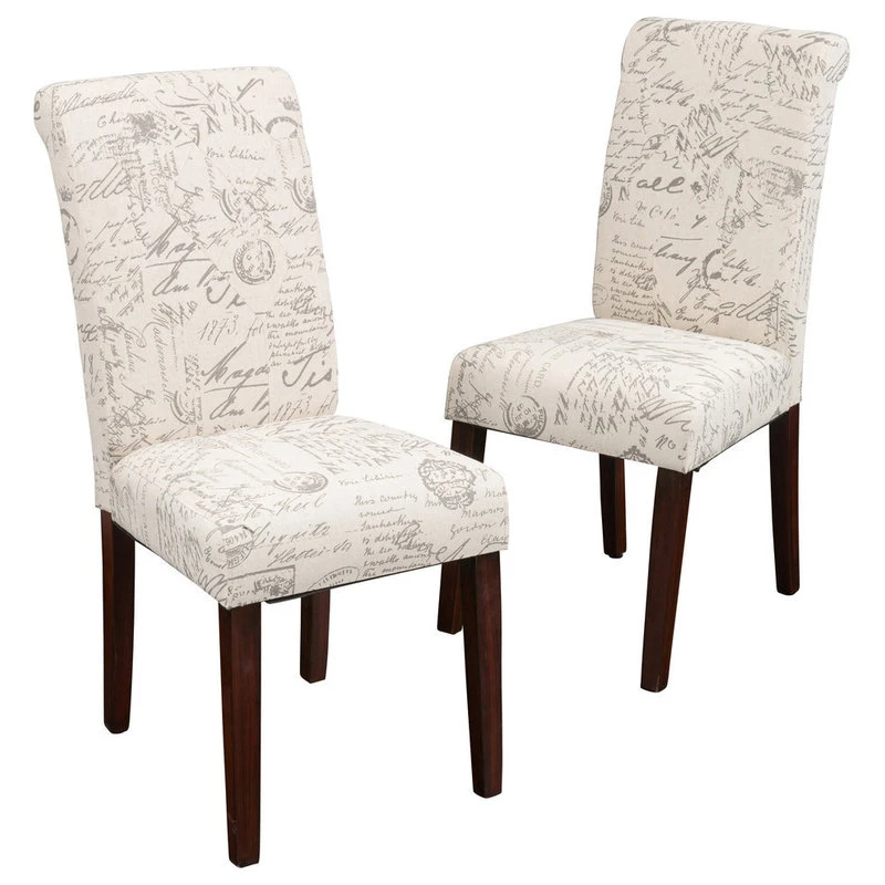GDFStudio GDF Studio Script Printed Linen Dining Chairs, Set Of 2 3 GDFStudio GDF Studio Script Printed Linen Dining Chairs, Set Of 2