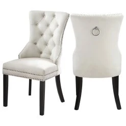 MOD The Monarch Dining Chair, Cream, Velvet, Set Of 2