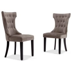 Belleze Parsons Elegant Tufted Upholstered Dining Chair, Set Of 2, Taupe
