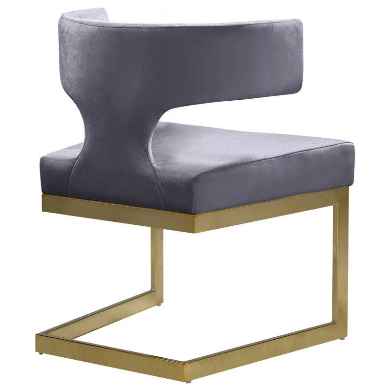 MOD The Eve Dining Chair, Gray And Gold, Velvet And Metal 8 MOD The Eve Dining Chair, Gray And Gold, Velvet And Metal - Image 6