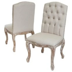 GDFStudio GDF Studio Cello Contemporary Dining Chairs (Set Of 2), Beige, Fabric