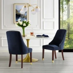 MOD The Grand Dining Chair, Set Of 2, Navy Blue Velvet/Goldtone -abbyson shop 4541a0c40e9f6a6b 2226 w800 h800 b0 p0