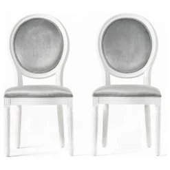 GDFStudio GDF Studio Phinnaeus Contemporary Velvet Dining Chairs (Set Of 2), Horizon Gray/