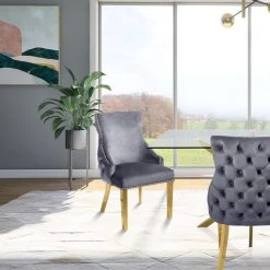 MOD The Sovereign Dining Chair, Gray, Velvet, Set Of 2 -abbyson shop 4861352e0f341d16 0747 w800 h800 b0 p0