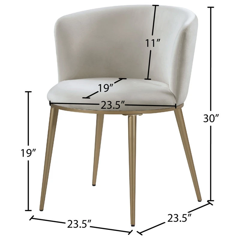 Meridian Furniture Skylar Dining Chair, Set Of 2, Cream Velvet, Brushed Gold Iron Legs 11 Meridian Furniture Skylar Dining Chair, Set Of 2, Cream Velvet, Brushed Gold Iron Legs - Image 9