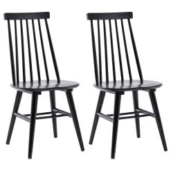 Duhome Elegant Lifestyle Set Of 2 Spindle Back Wood Dining Room Windsor Chairs, Black