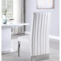 Meridian Furniture Porsha Dining Chair, Set Of 2, White Faux Leather, Chrome Legs -abbyson shop 4d6124ff027414a2 3371 w800 h800 b0 p0