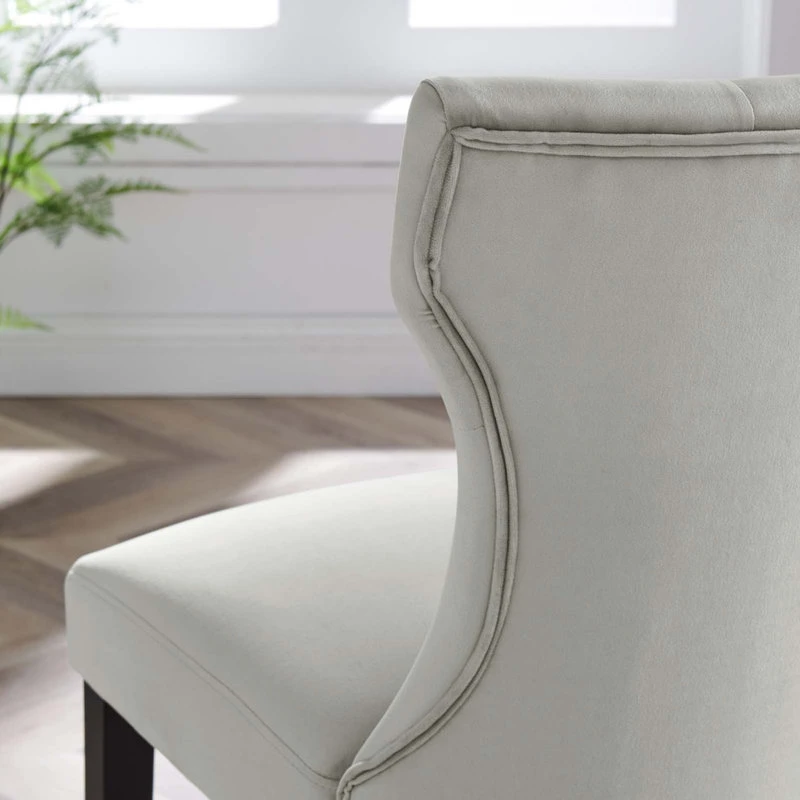 Modway Silhouette Performance Velvet Dining Chairs, Set Of 2, Light Gray 10 Modway Silhouette Performance Velvet Dining Chairs, Set Of 2, Light Gray - Image 8