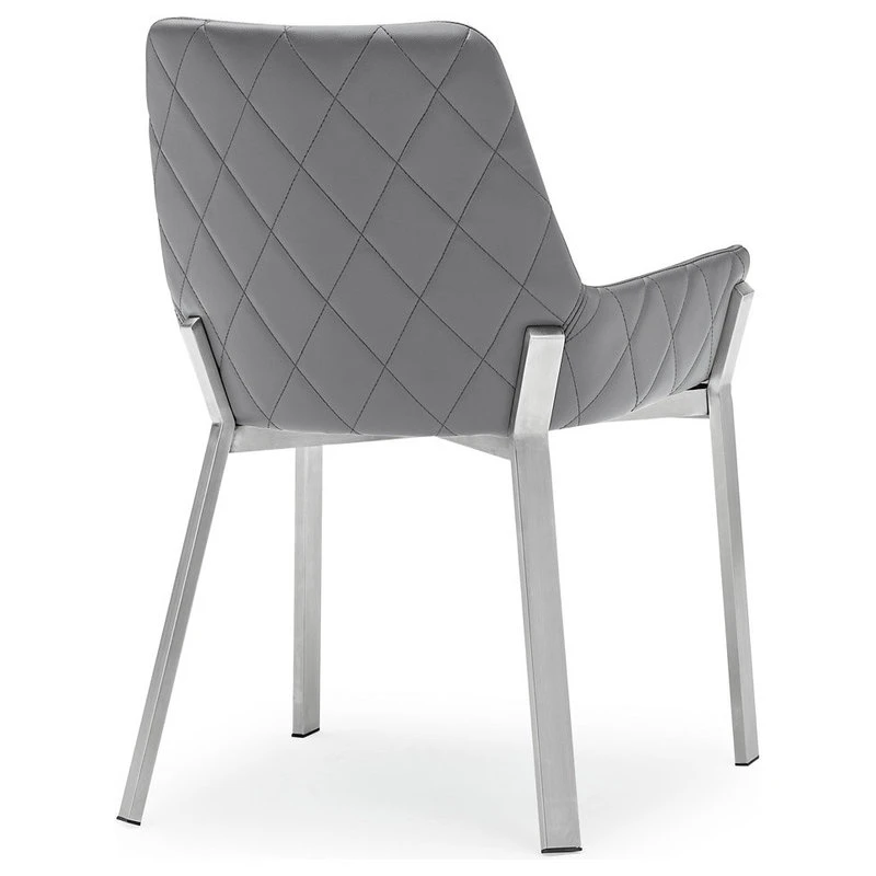 Zuri Furniture Sydney Leatherette Dining Chair With Brushed Stainless Steel Legs, Gray 5 Zuri Furniture Sydney Leatherette Dining Chair With Brushed Stainless Steel Legs, Gray - Image 3