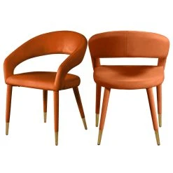 Meridian Furniture Destiny Dining Chair, Cognac, Velvet
