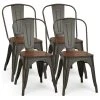 Costway Set Of 4 Style Metal Dining Side Chair Wood Seat Stackable Bistro Cafe -abbyson shop 4fd148b10e5dc220 4292 w800 h800 b1 p0