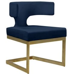MOD The Eve Dining Chair, Navy And Gold, Velvet And Metal