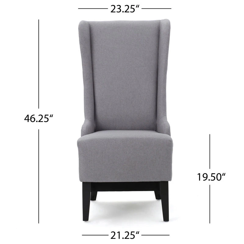GDFStudio GDF Studio Sheldon Traditional Design High Back Fabric Dining Chair, Light Gray 4 GDFStudio GDF Studio Sheldon Traditional Design High Back Fabric Dining Chair, Light Gray - Image 2