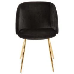 Lumisource Fran Chair, Gold Metal, Set Of 2, Black Velvet