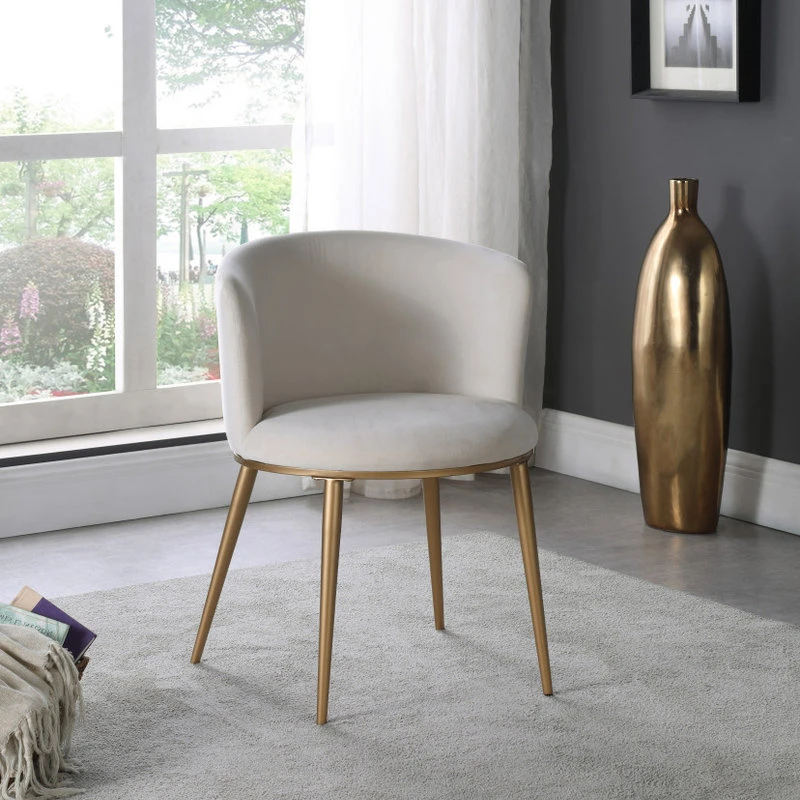 Meridian Furniture Skylar Dining Chair, Set Of 2, Cream Velvet, Brushed Gold Iron Legs 4 Meridian Furniture Skylar Dining Chair, Set Of 2, Cream Velvet, Brushed Gold Iron Legs - Image 2