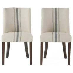 GDFStudio GDF Studio Rydel Fabric Dining Chairs, Set Of 2, Blue Stripe