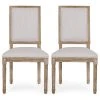 GDFStudio Amy French Country Wood Upholstered Dining Chair, Set Of 2, Light Gray/Natural