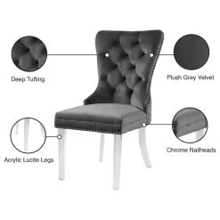 MOD The Dame Dining Chair, Gray, Velvet, Set Of 2 -abbyson shop 57c116360274161a 0747 w800 h800 b1 p0