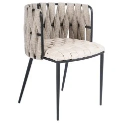 MOD The Eterno Dining Chair, Off White And Black, Fabric And Faux Leather