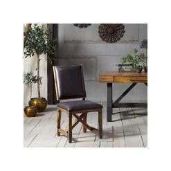 Olliix The Ivan Dining Chair, Chocolate Brown, Faux Leather -abbyson shop 589101680825ea75 3582 w800 h800 b0 p0