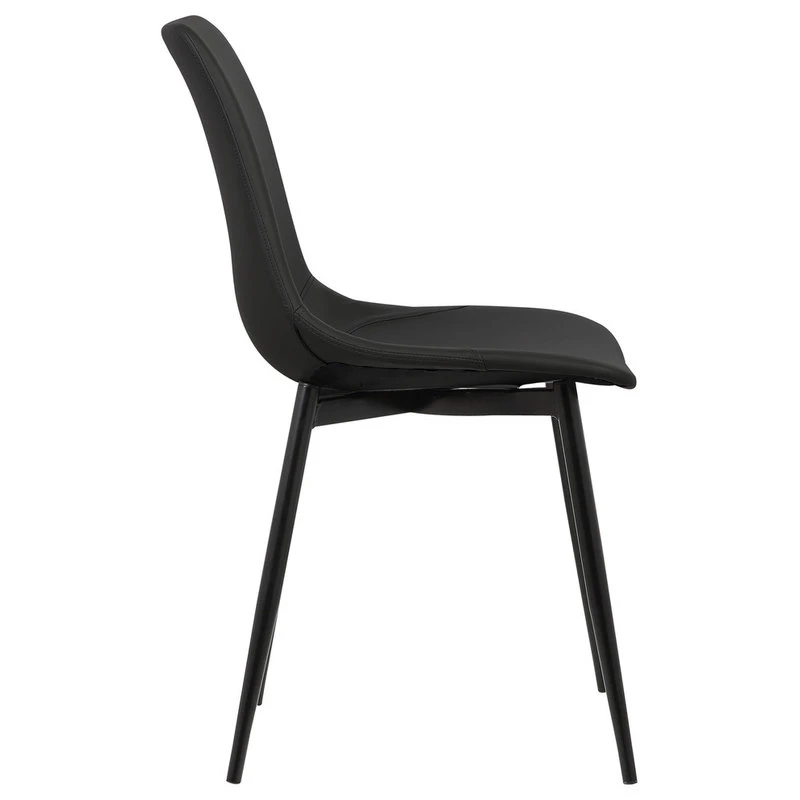 Armen Living Monte Contemporary Dining Chair With Black Powder Coated Metal Legs, Black 6 Armen Living Monte Contemporary Dining Chair With Black Powder Coated Metal Legs, Black - Image 4