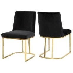 MOD The Josephine Velvet Dining Chair, Black And Gold, Set Of 2