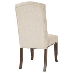 Office Star Products Jessica Tufted Dining Chair, Linen Fabric With Bronze Nailheads And Coffee Legs -abbyson shop 5fc13afc08fdd48f 2155 w800 h800 b1 p0