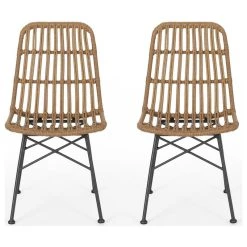 GDFStudio Silverdew Indoor Wicker Dining Chairs, Set Of 2, Light Brown, Black -abbyson shop 6031ce770f9080ae 2926 w800 h800 b1 p0