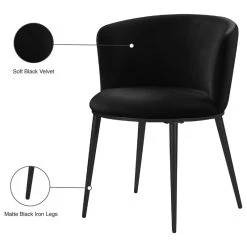 Meridian Furniture Skylar Dining Chair, Set Of 2, Black Velvet, Matte Black Iron Legs -abbyson shop 6091ec34027415ee 3408 w800 h800 b1 p0