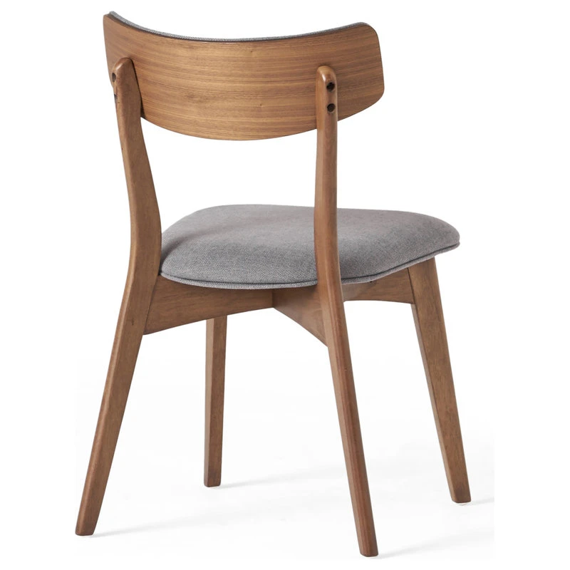 GDFStudio GDF Studio Caleb Mid-Century Walnut Finished Frame Dining Chairs, Set Of 2, Dark Gray 7 GDFStudio GDF Studio Caleb Mid-Century Walnut Finished Frame Dining Chairs, Set Of 2, Dark Gray - Image 5
