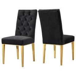 Meridian Furniture Capri Velvet Dining Chair, Set Of 2, Black
