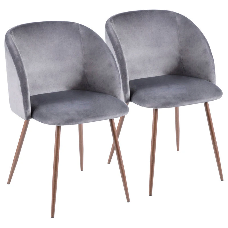 LumiSource Fran Dining Chair, Walnut And Blue Velvet, Set Of 2, Walnut And Gra 3 LumiSource Fran Dining Chair, Walnut And Blue Velvet, Set Of 2, Walnut And Gra