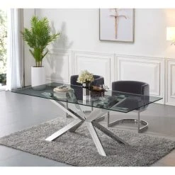 Meridian Furniture Gianna Velvet Dining Chair, Gray, Chrome Base -abbyson shop 6711cf3f02741309 3318 w800 h800 b0 p0