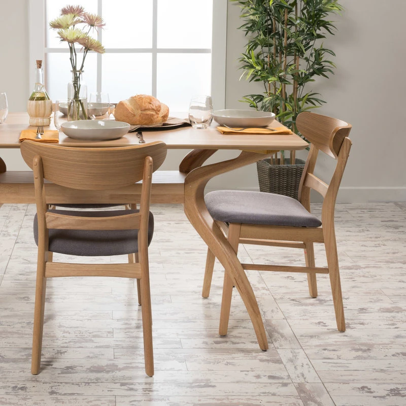 GDFStudio GDF Studio Helen Mid Century Dining Chair, Set Of 2, Dark Gray/Natural Oak 4 GDFStudio GDF Studio Helen Mid Century Dining Chair, Set Of 2, Dark Gray/Natural Oak - Image 2