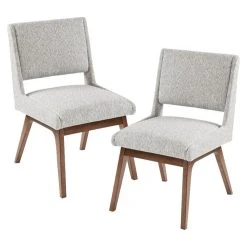 Olliix The Sevan Dining Chair, Light Gray, Polyester, Set Of 2