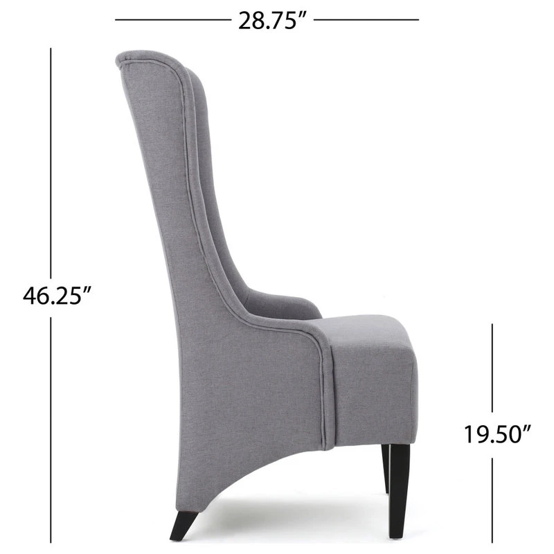 GDFStudio GDF Studio Sheldon Traditional Design High Back Fabric Dining Chair, Light Gray 5 GDFStudio GDF Studio Sheldon Traditional Design High Back Fabric Dining Chair, Light Gray - Image 3