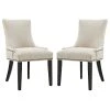 LexMod Marquis Parsons Dining Side Chairs Upholstered Fabric Set Of 2, Beige