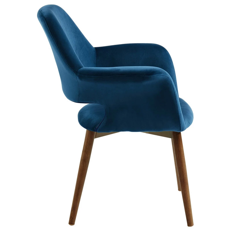 WHI Velvet Upholstered Accent Chair, Blue 4 WHI Velvet Upholstered Accent Chair, Blue - Image 2