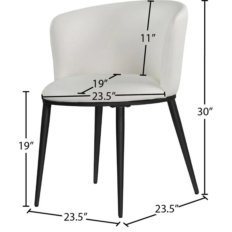 Meridian Furniture Skylar Dining Chair, Set Of 2, White Faux Leather, Matte Black Iron Legs 11 Meridian Furniture Skylar Dining Chair, Set Of 2, White Faux Leather, Matte Black Iron Legs - Image 9