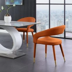 Meridian Furniture Destiny Dining Chair, Cognac, Velvet -abbyson shop 7501e1c7018ee782 3329 w800 h800 b0 p0