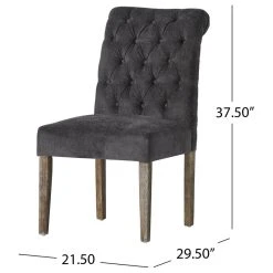 GDFStudio GDF Studio Elmerson Roll Back Dining Chairs, Set Of 2, Dark Gray, Fabric -abbyson shop 7831f5c20369ee0f 8010 w800 h800 b1 p0