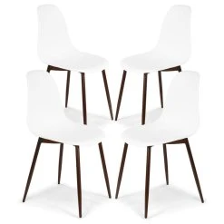 Edgemod Landon Sculpted Dining Chair, Set Of 4, White, Walnut