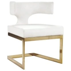 MOD The Eve Dining Chair, White And Gold, Faux Leather And Metal