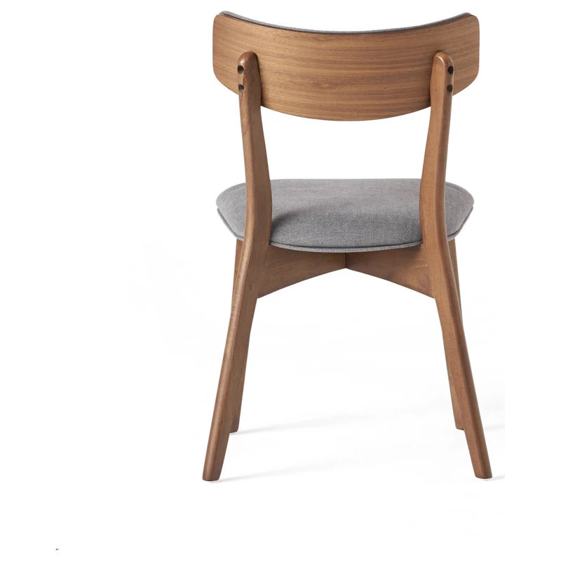 GDFStudio GDF Studio Caleb Mid-Century Walnut Finished Frame Dining Chairs, Set Of 2, Dark Gray 6 GDFStudio GDF Studio Caleb Mid-Century Walnut Finished Frame Dining Chairs, Set Of 2, Dark Gray - Image 4