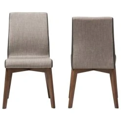 Baxton Studio Kimberly Beige And Brown Fabric Set Of 2 Dining Chair