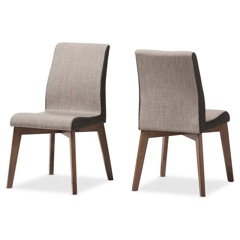 Baxton Studio Kimberly Beige And Brown Fabric Set Of 2 Dining Chair 4 Baxton Studio Kimberly Beige And Brown Fabric Set Of 2 Dining Chair - Image 2
