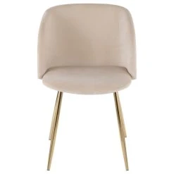 Lumisource Fran Chair, Gold Metal, Set Of 2, Cream Velvet